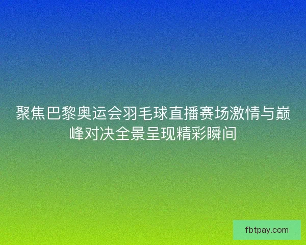 聚焦巴黎奥运会羽毛球直播赛场激情与巅峰对决全景呈现精彩瞬间
