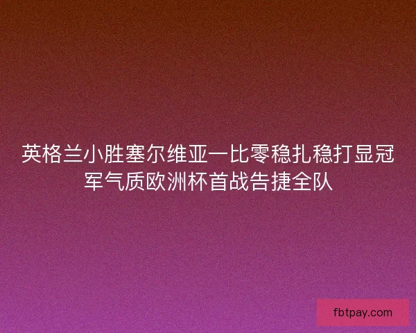 英格兰小胜塞尔维亚一比零稳扎稳打显冠军气质欧洲杯首战告捷全队